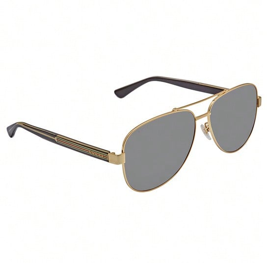 Gucci GG0528S 006 Мужские Авиаторы - Золотая Металлическая Оправа и Серые Линзы