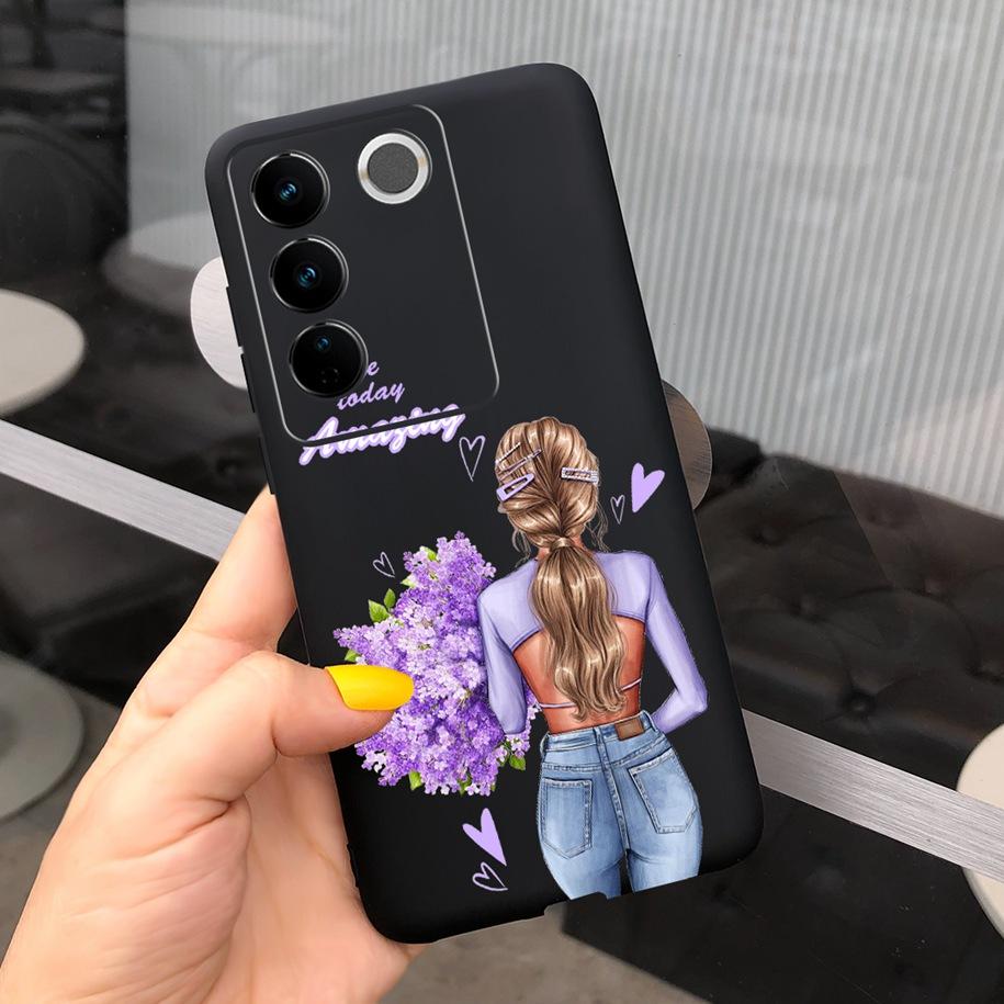 Чехол для Vivo V27 Pro Задняя крышка для Vivo V27e Модный чехол-фунда конфетного цвета с рисунком для Vivo V27 5G V 27e V27Pro V2237 V2230 Мягкий чехол