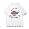 Jujutsu Kaisen Satoru Gojo Tshirt Cute Chibi Excited Character Front Print White Cotton Unisex Tee for Kids  Adults