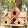Bird Houses for Outside Wooden Hummingbird Nest Bird Feeder Outdoor Large Birdhouse with 6 Rooms for Garden Courtyard Decor