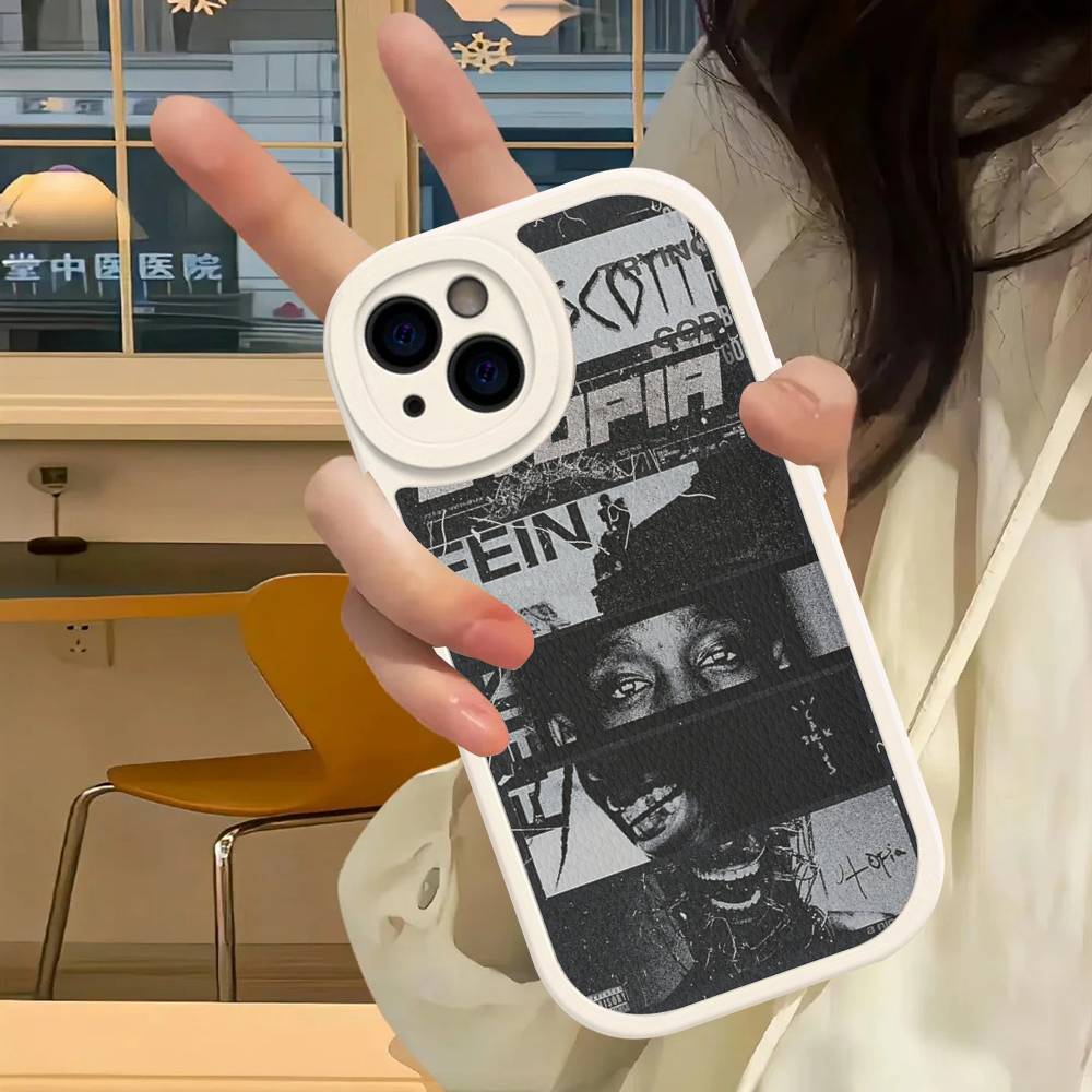 Чехол для телефона из кожи с изображением Трэвиса Скотта для iPhone 16 15 14 13 12 11 Pro Max Plus