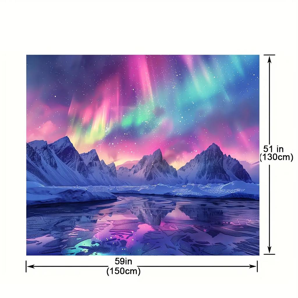 2D plane 1 piece of aurora background fabric featuring the theme of aurora borealis and icebergs suitable for parties