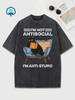 Distressed Washed Women'S Plus Size Vintage Black Cat Reading T-Shirt   Crew Neck Short Sleeve Top Tee Unisex