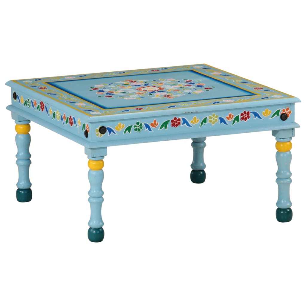 Turquoise Hand painted Solid Mango Wood Coffee Table