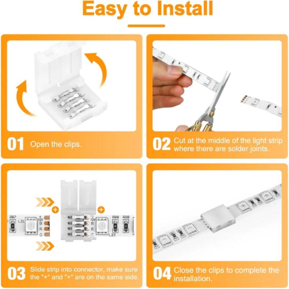 5-24V Voltage LED Strip Extension Connector 10mm Width LED Strip Cable Corner Connections