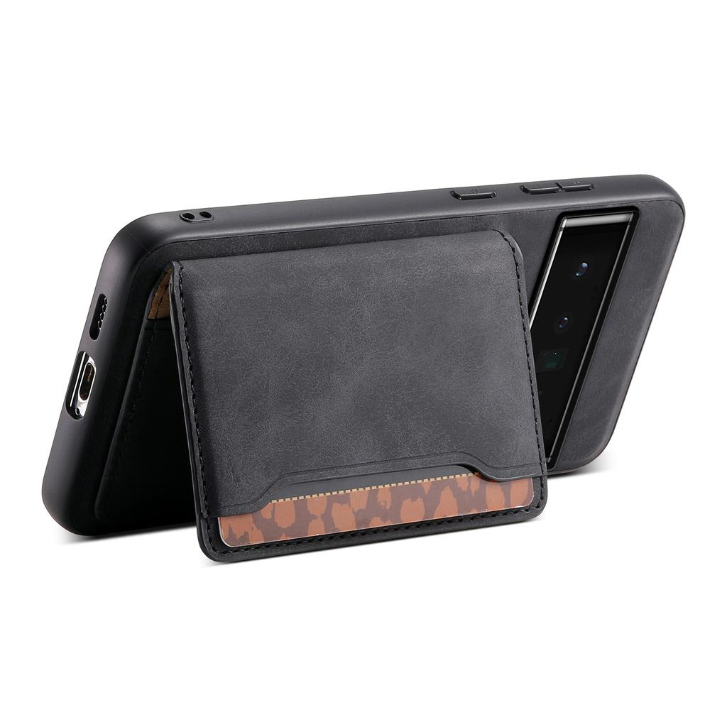 DENIOR D13 для Google Pixel 6 Pro 5G ретро-чехол кожаная задняя крышка телефона съемный держатель для карт 2-в-1