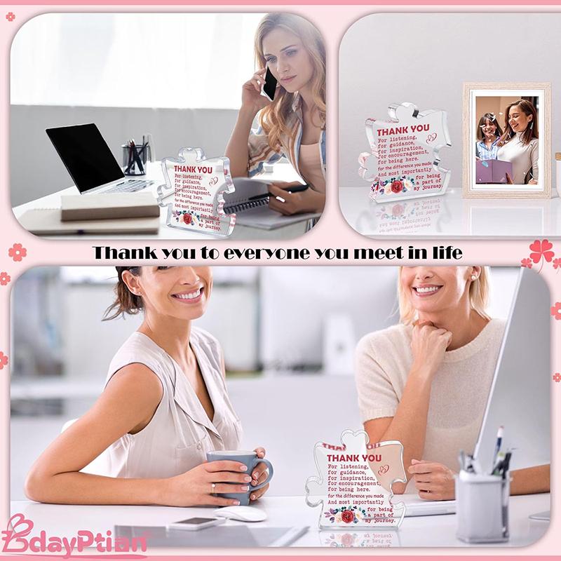 Gifts for Women Thank You Acrylic Plaque and Mini Funny Positive Chick Crochet Handmade Cute Gifts