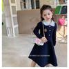 Girls' Spring and Autumn College Style Dress Sweater Children's Long Sleeve Lapel