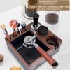 Espresso Knock Box, Espresso Accessory Organizer Box, 51mm-58mm Tamping Station Base, 9-in-1 Storage Wooden Espresso Tamper Mat, Tamper Stand,