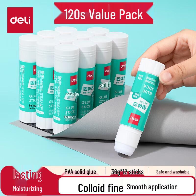 Deli 36g PVA Solid Glue Stick, Quick-Dry Washable, Formaldehyde-Free