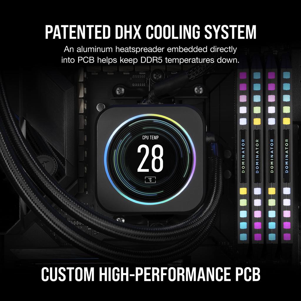 Память для настольного ПК CORSAIR DOMINATOR PLATINUM RGB серии DDR5 64 ГБ x CMT64GX5M2B5200Z40K DDR5-5200 МГц (ПК5-41600) [32ГБ 2]