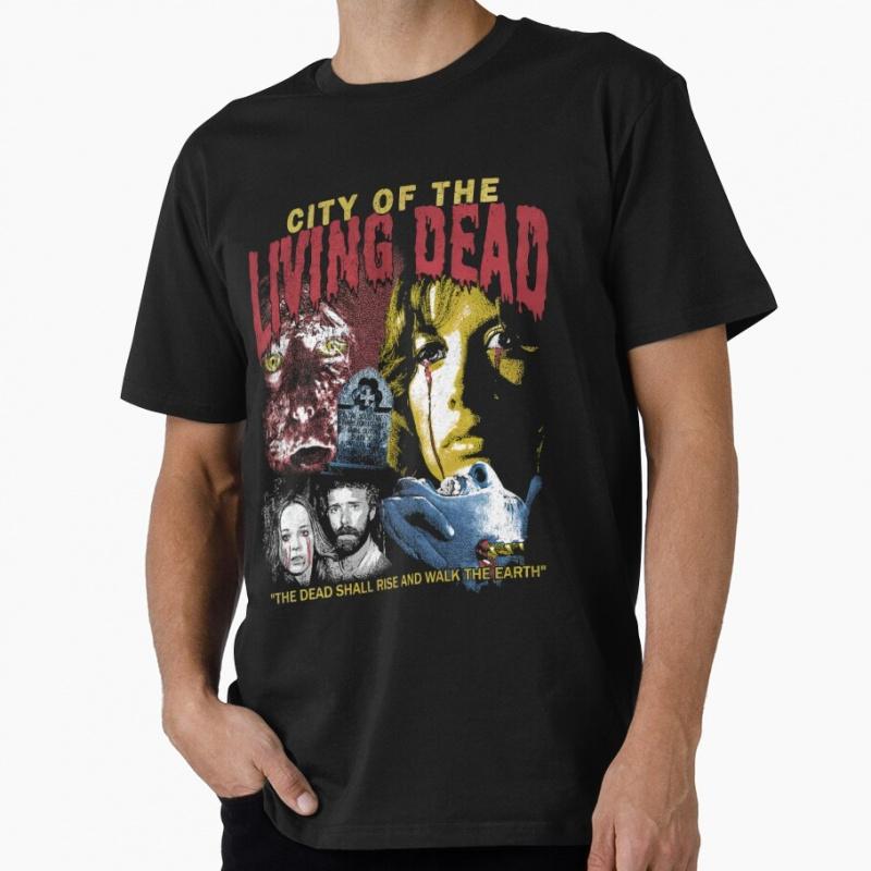 City of The Living Dead Horror Movie Lucio Fulcis Zombie t shirt 100% cotton