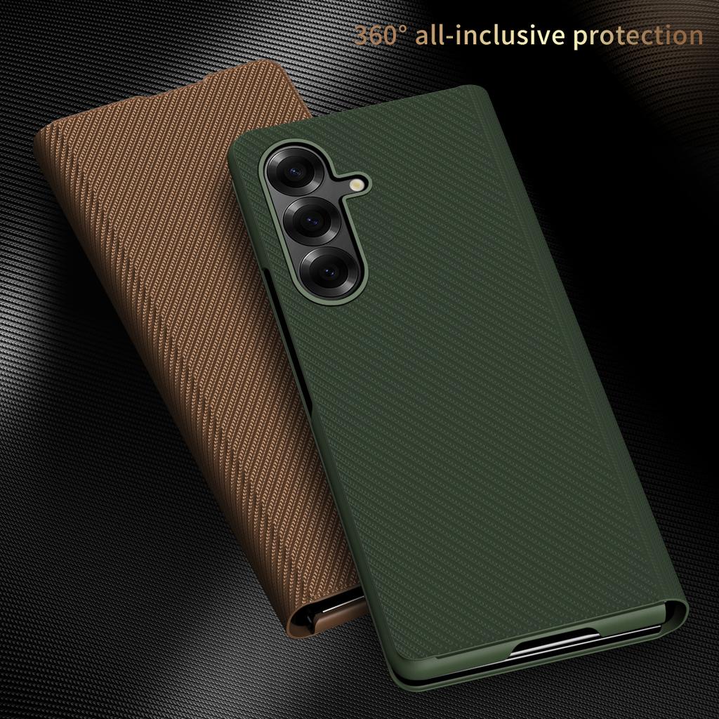 For Samsung Galaxy Z Fold7 5G Case Kevlar Texture Leather+PC Stand Phone Cover