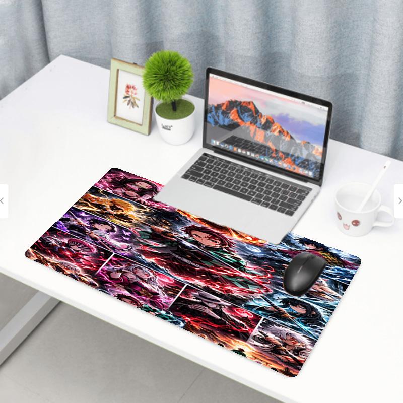 Demon Slayer Print Mouse Pad, Anti‑Slip Desktop keyboard Mat, for PC Laptop Gaming Working Daily Use, Cool Festival Surprise Gift