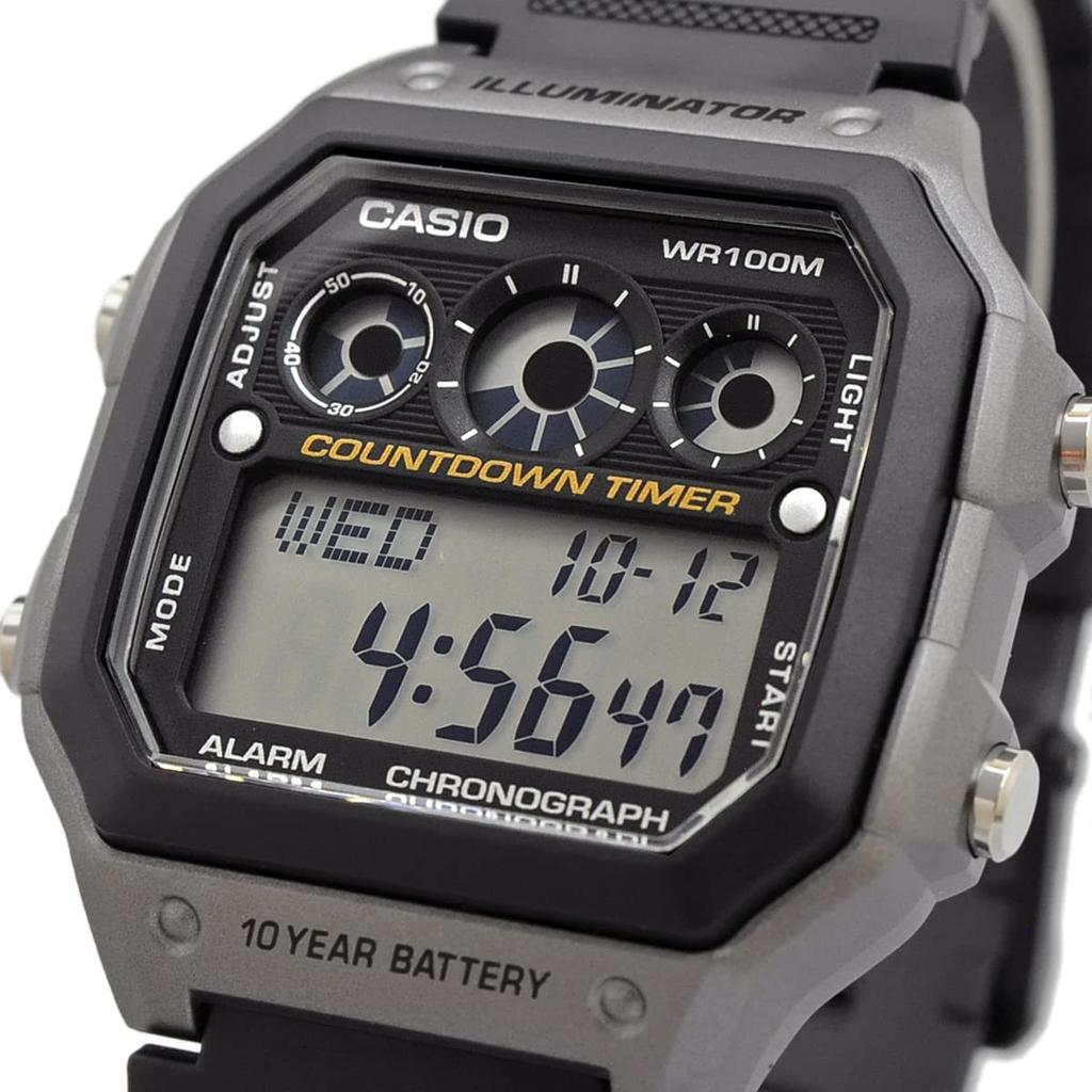 Casio Стандартные цифровые часы AE-1300WH-8AV Мужские Металлически-серые Зарубежная модель