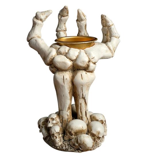 Подсвечник в виде руки-призрака на Хэллоуин, жуткая подставка для свечей в виде скелета, ароматизированная свеча-подсвечник