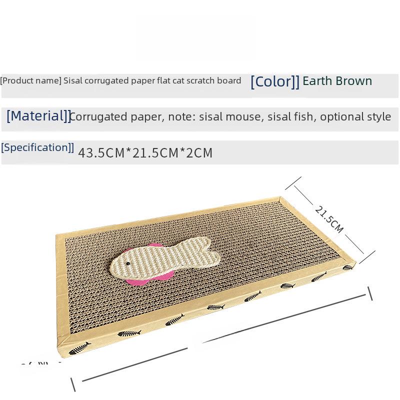 Большая сизалевая доска-когтеточка для кошек с фигурками мышек и рыбок для стачивания когтей