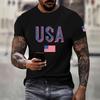 Повседневная мужская футболка с 3D-цифровой печатью и американским флагом