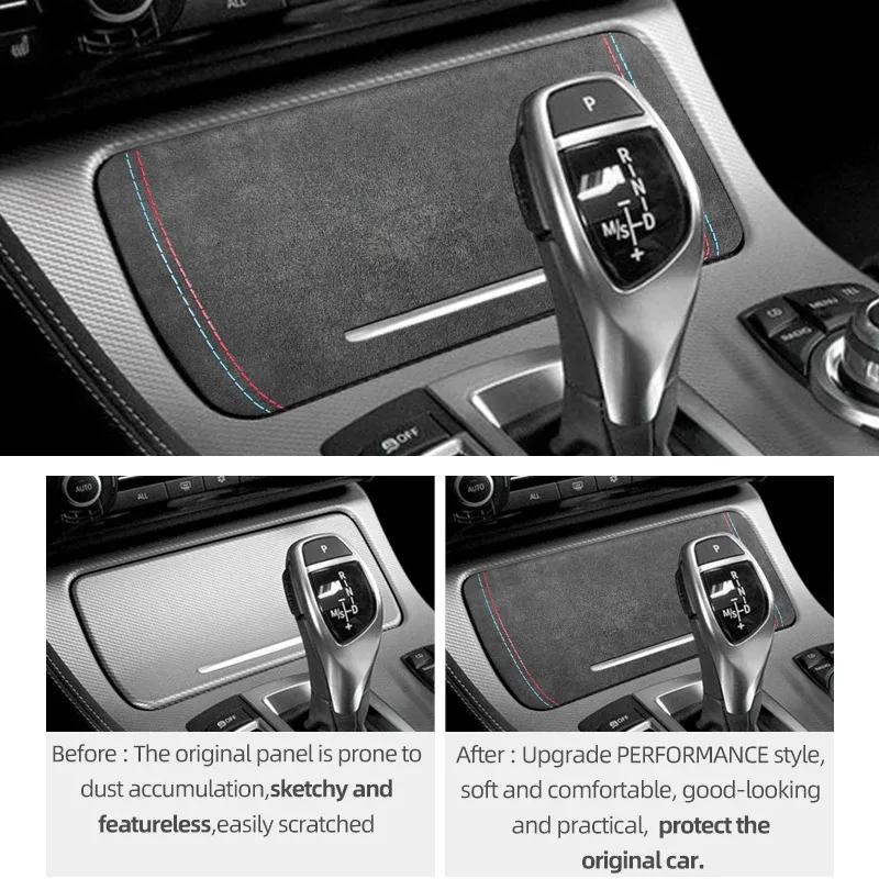 Для BMW F10 F18 5-й серии Сделано из алькантары Накладка на крышку ящика для хранения центральной консоли Наклейка Performance Аксессуары для интерьера автомобиля