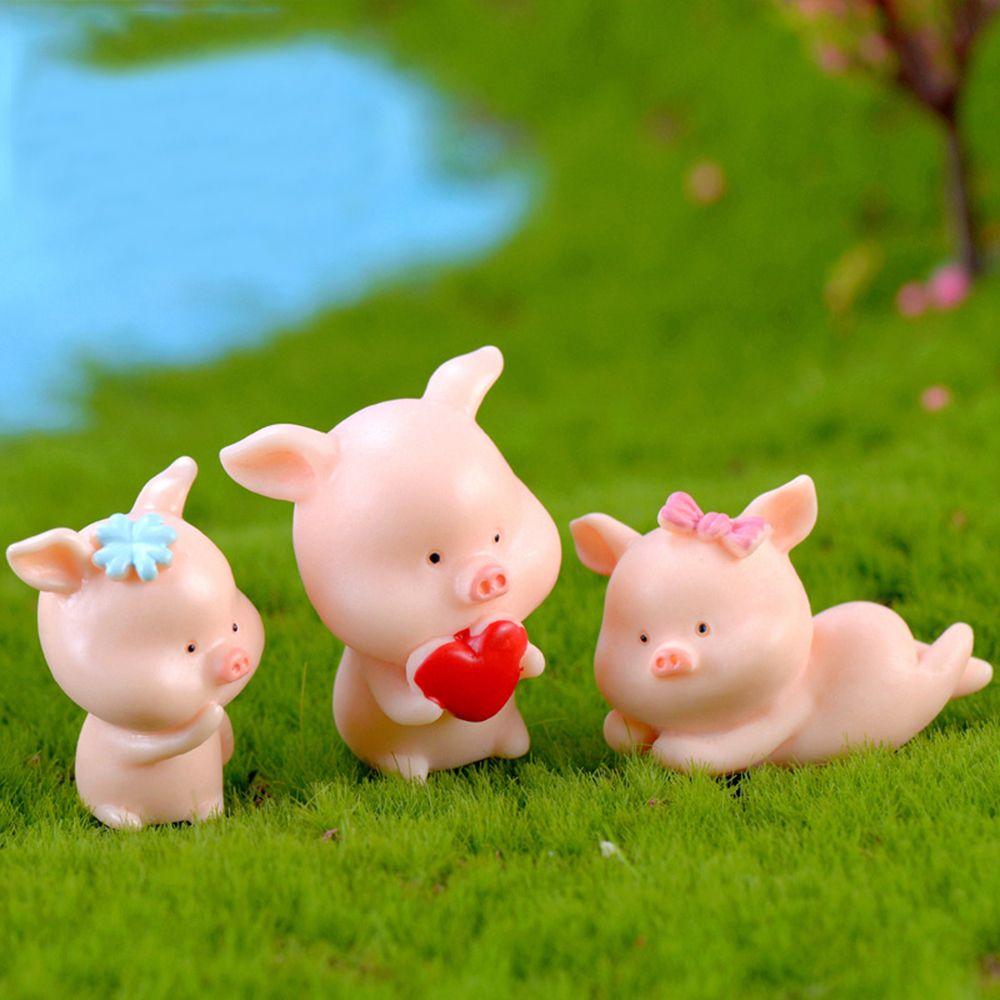 Cute Bonsai Decoration Garden Home Decor Miniature Model Figurine Resin Ornaments Micro Pig Family