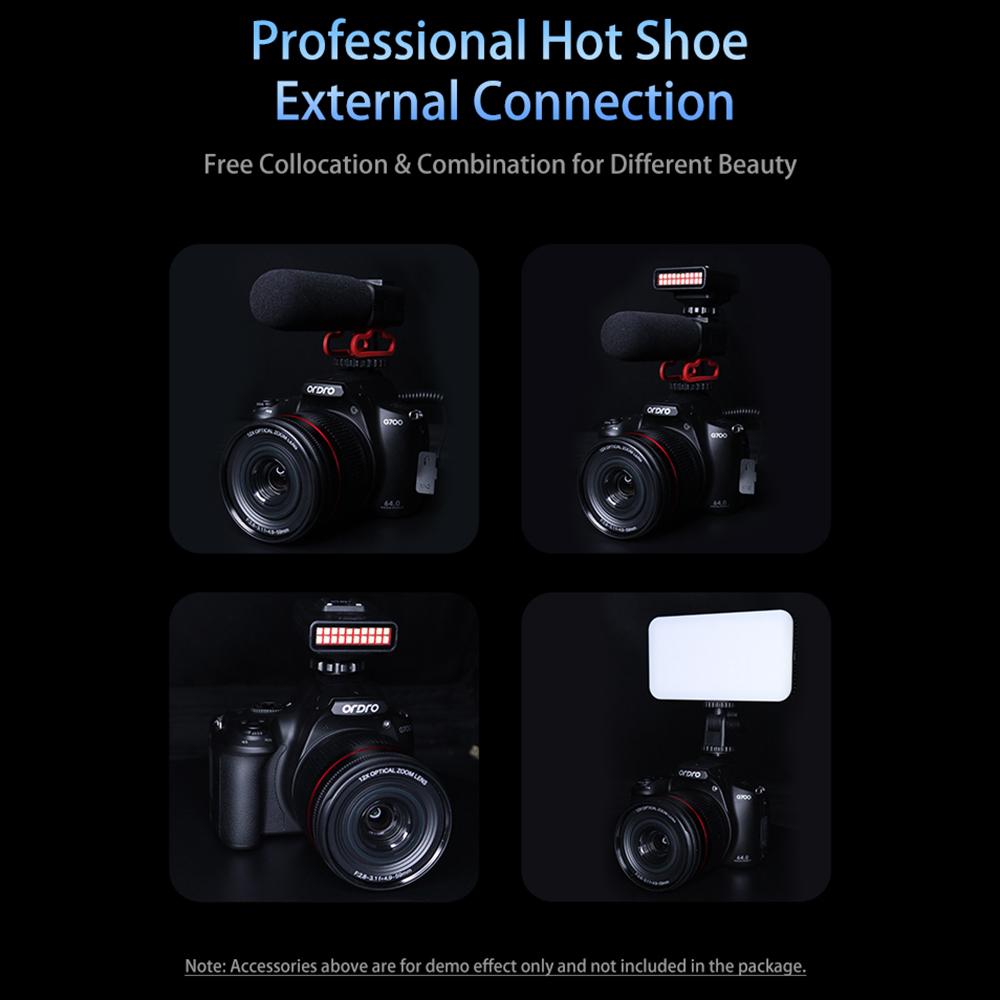 ORDRO G700 4K Цифровая камера Wi-Fi Цифровая видеокамера Видеокамера 64MP 3,0-дюймовый IPS-экран 12X