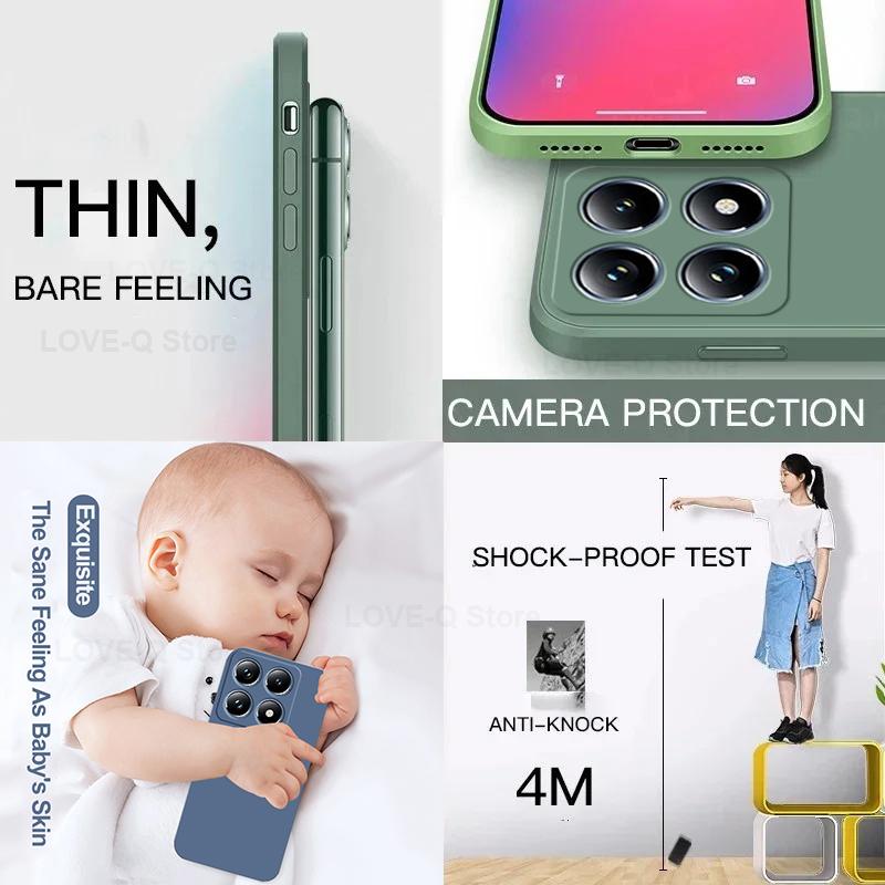 Для Mi 14T Pro Чехол Квадратный Жидкий Силиконовый Чехол Для Телефона Для Xiaomi Mi 14T Pro Мягкий Задний Чехол Funda