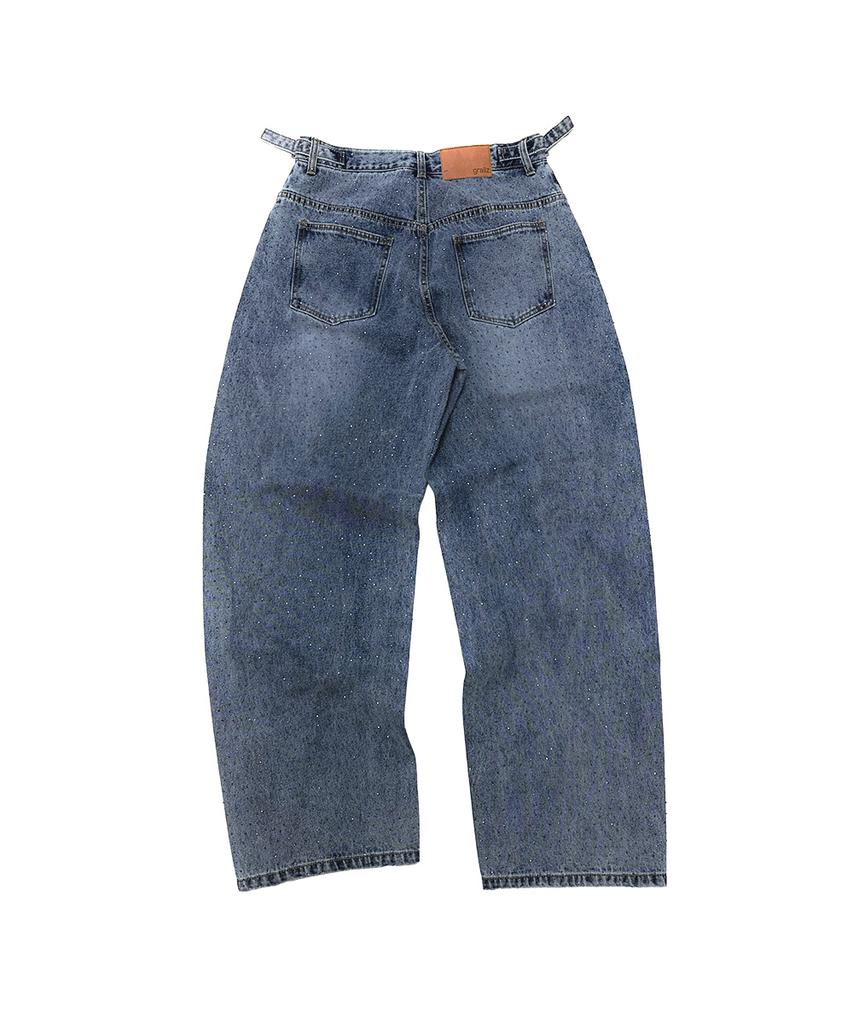 GRAILZ Crystal Washed Denim Pants [Blue]