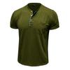 Summer Men's Henry Collar T-Shirts Solid Color Short Sleeve Tees Tops Men