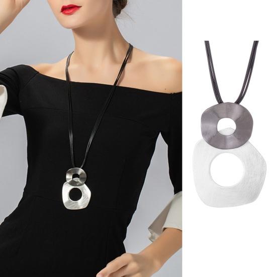 Dual Round Hoop Multi Layers Extended Length Adjustable Portable Lightweight Stainless Decorative Necklace Clothes