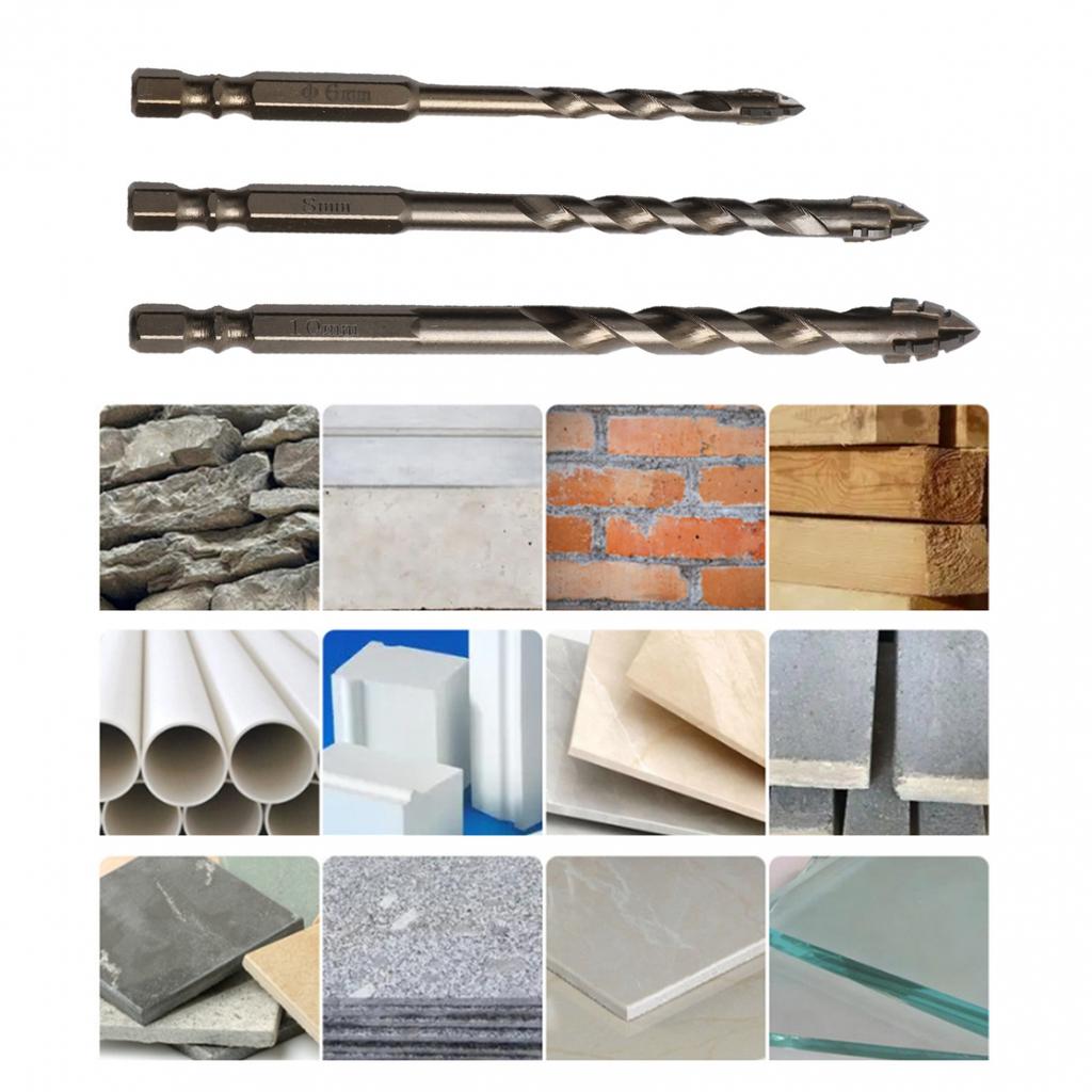 Набор треугольных сверл 3 шт. для стекла, плитки и твердого пластика