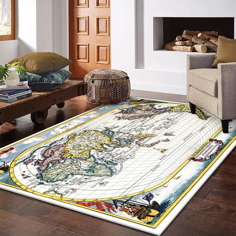 World Map Living Room Rug Soft and Non Slip Large Carpet Office Study Retro Art Decoration Mat Very Fashionable and Beautiful