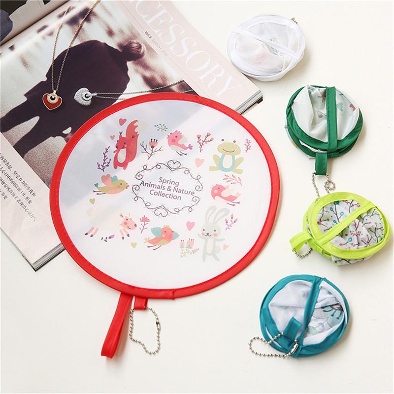 1Pc Portable Round Japanese Style Folding Fans Hand Fan