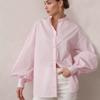 Vintage Lantern Sleeve Shirt Women Fashion 2023 Solid Lady Tops Mujer Loose Button Down Elegant Blouse Women Casual Shirt 26539