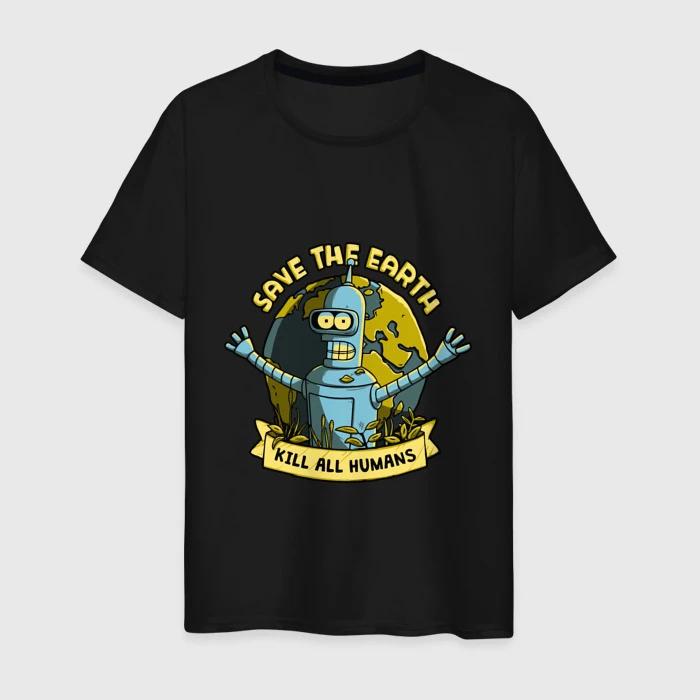 POSTER RETRO GIFT ART UK Streetwear Summer Short-sleev Tee Funny Tshirt KILL ALL HUMANS T SHIRT BENDER ROBOT BEER MOVIE TV TEE Unisex