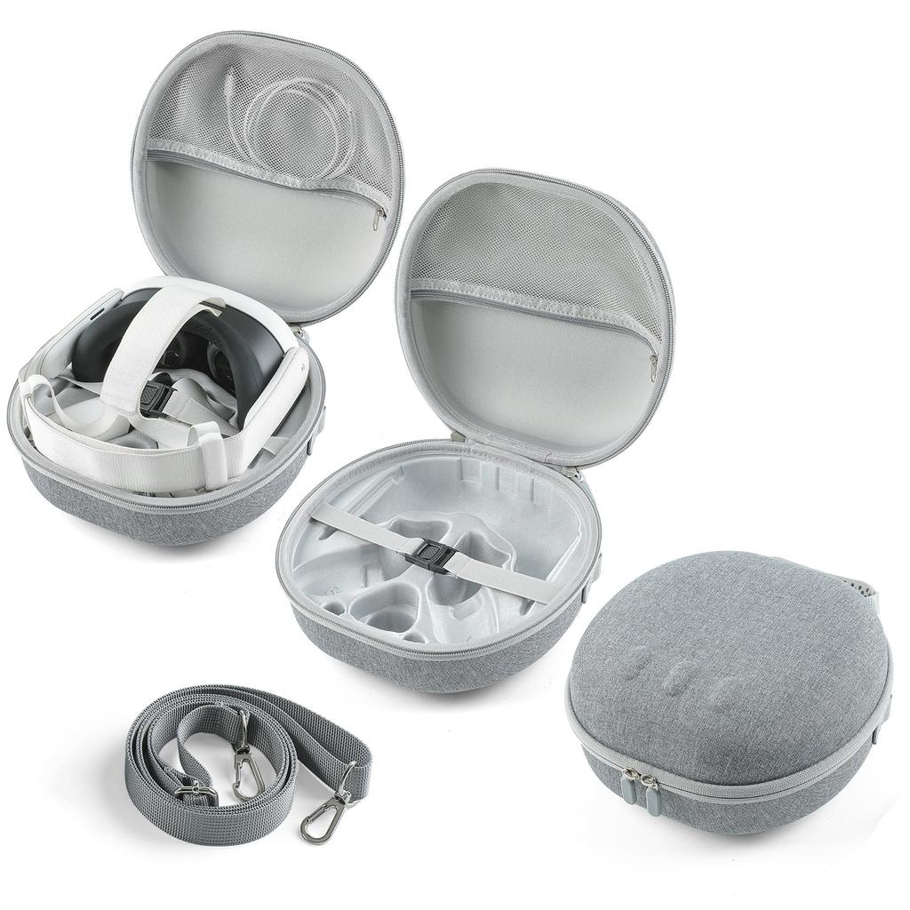 Carrying Case, Hard Bag for Meta Quest 3 Accessories/Pro VR Headset with Elite Strap, Touch Controllers and Other VR Accessories, Large Space