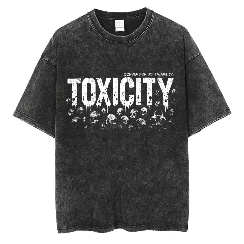 System of A Down Toxicity Album Graphic Washed Tshirt Men Women Rock Oversized T Shirts Male Vintage Alternative Metal Tshirts