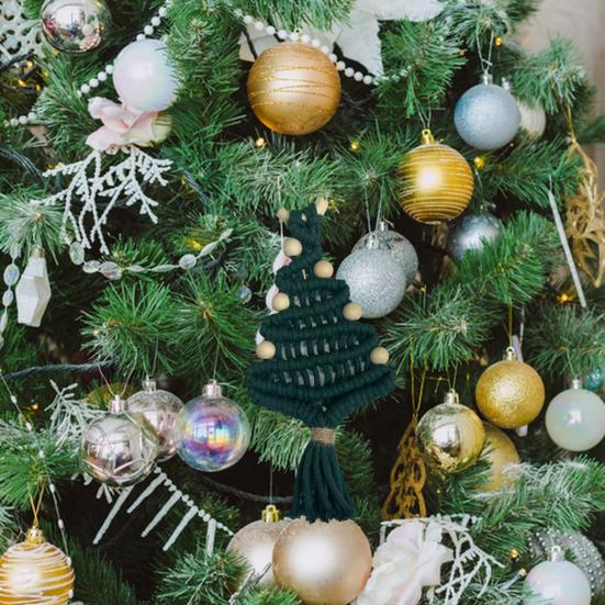 Подвеска из хлопковой веревки ручной работы в форме рождественской елки, плетеное настенное украшение для праздничного дома, торгового центра, бара, декора