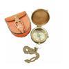 Vintage Pocket Compass with Leather Case - Brass Antique Finish | Classic Gift