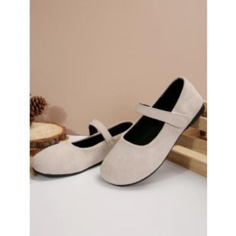 Spring and Autumn New Mary Jane Flats Retro Single Shoes One-word Buckle with Shallow Mouth Small Leather Shoes Women