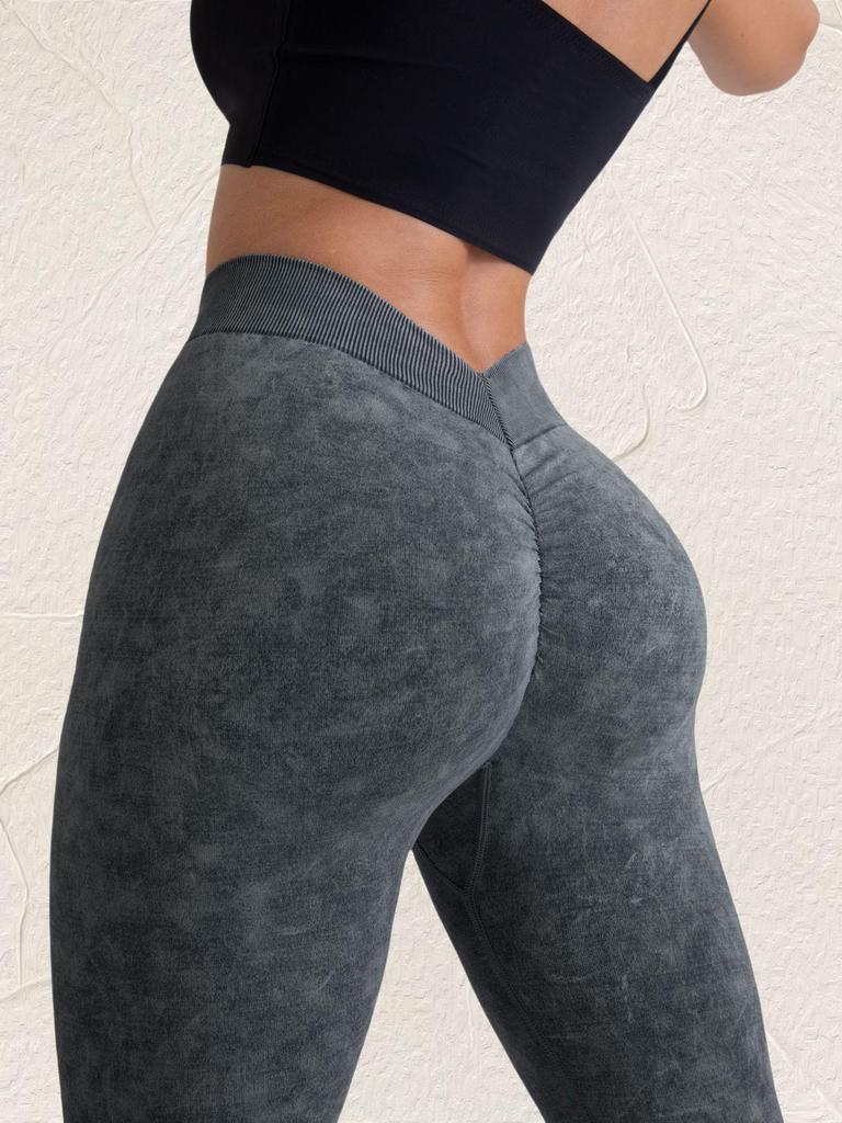 Бесшовные женские брюки для йоги с эффектом пескоструйной обработки - Персиковые, с эффектом подтяжки бедер, высокой эластичности, тайтсы для бега и спорта на открытом воздухе