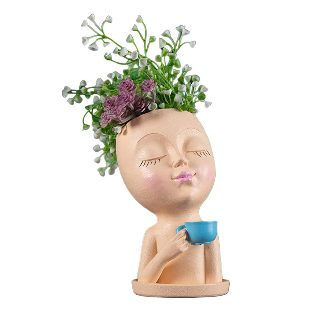 Статуя девушки кофе, ваза для цветов, современная декоративная маленькая ваза, полимерный цветочный горшок в скандинавском стиле для украшения дома, гостиной