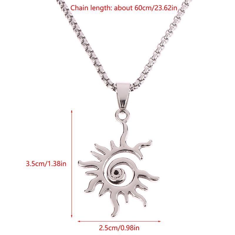 Creative Sun Flame Pendant Necklace Punk Hip Hop Retro Hipster Men'S Hollowed Out Titanium Steel Necklace Jewelry