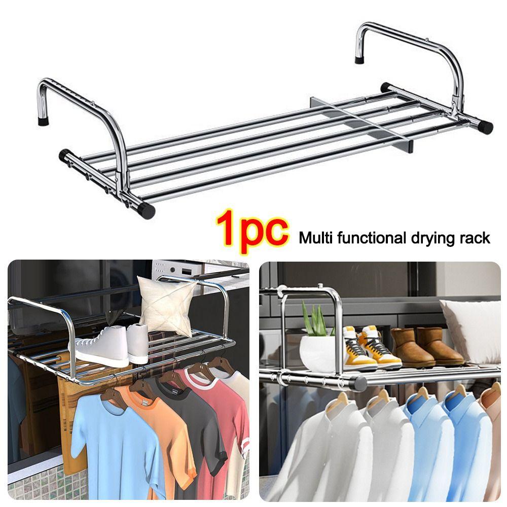 Раскладная сушилка для одежды из нержавеющей стали, регулируемая, подвесная рейка для балкона 50-158 см, напольные стойки-органайзеры для одежды