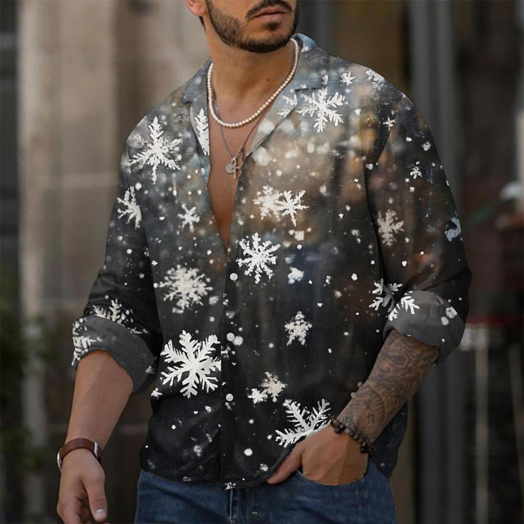 Men'S Casual Loose Fitting Long Sleeved Shirt Fashionable Lapel Shirt Top