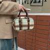 Женская шерстяная сумка для боулинга в клетку в стиле ретро 2023 года — универсальная, в стиле ручная сумка/чехол через плечо