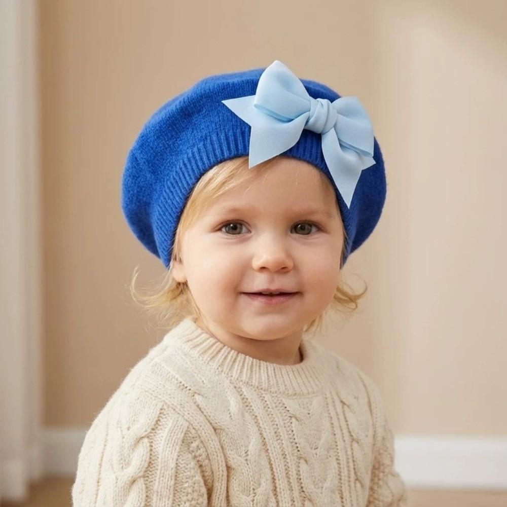 Knitted Baby Big Bow Beret Soft Warm Hat New Kids Beanie Cap Daily