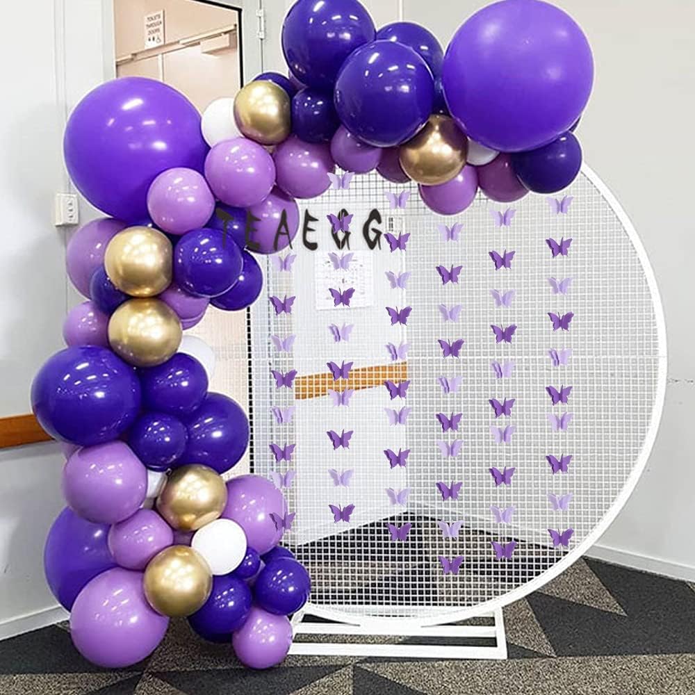 BEISHIDA 5Pcs Purple Lavender Butterfly Paper Garland Hanging Decorative Banner for Halloween Home Ceiling Decor Birthday Party Baby Shower Wedding