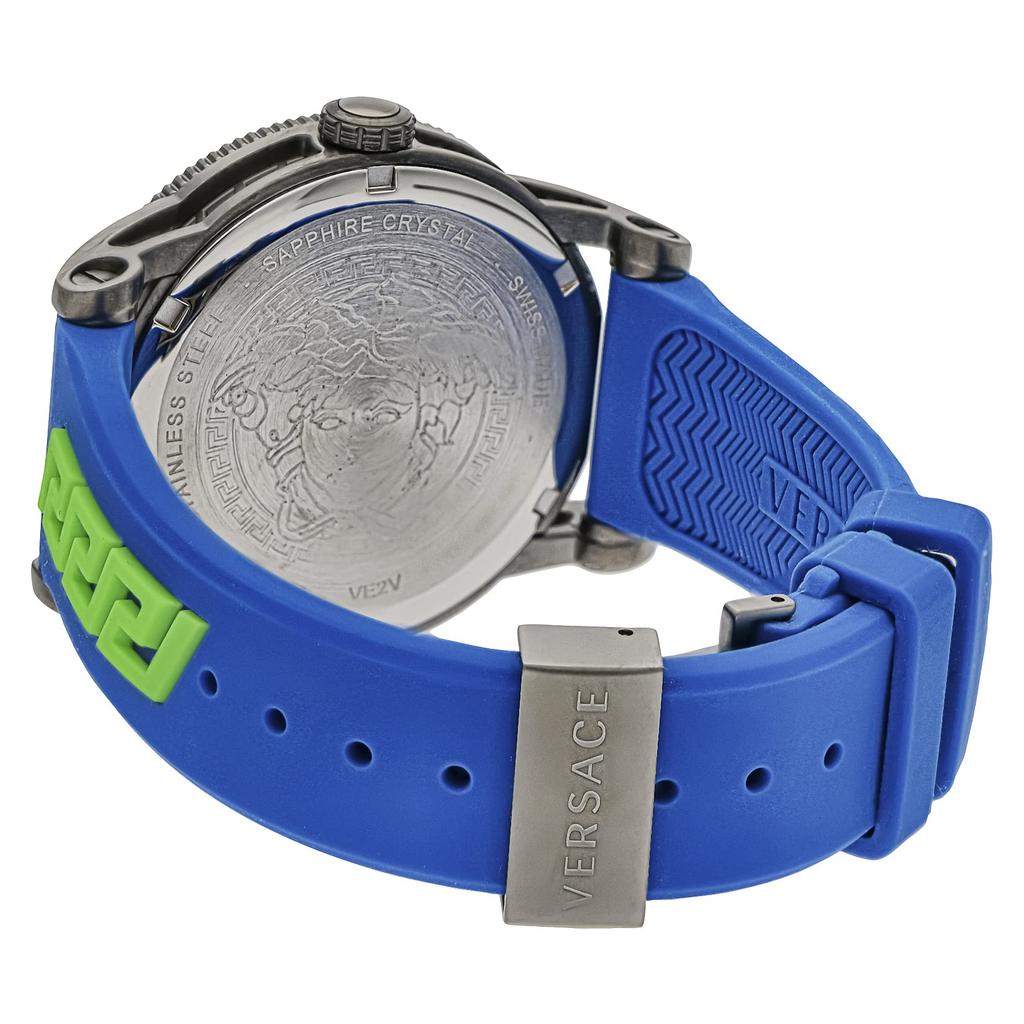 Watch Palazzo Black Dial Stainless Steel Sapphire Glass Quartz 43MM Swiss Watch VE2V00722 Blue [Versace] V-PALAZZO Men's [Item]