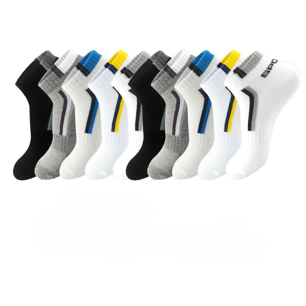 5/15/25/35pairs Simple Stripe Pattern Liner Anklets Socks Comfy Breathable Soft Sweat Absorbent Socks For Men's Outdoor Wearing