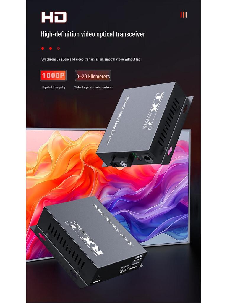 Оптический трансивер HDMI промышленного класса: Сетевой мониторинг 4K/1080P, Проекция, USB, Аудио/Видео